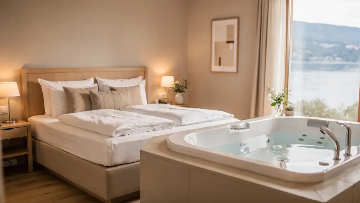 Romantikhotel am Bodensee mit Whirlpool im Zimmer in stilvollem Hotelzimmer