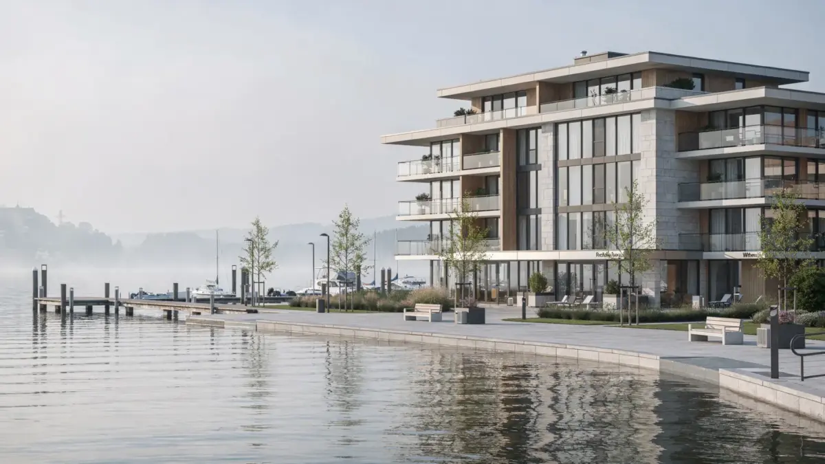 Modernes Hotel in Langenargen am Bodensee mit Uferpromenade und ruhiger Seestimmung