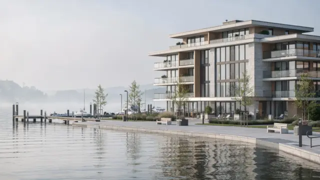 Modernes Hotel in Langenargen am Bodensee mit Uferpromenade und ruhiger Seestimmung