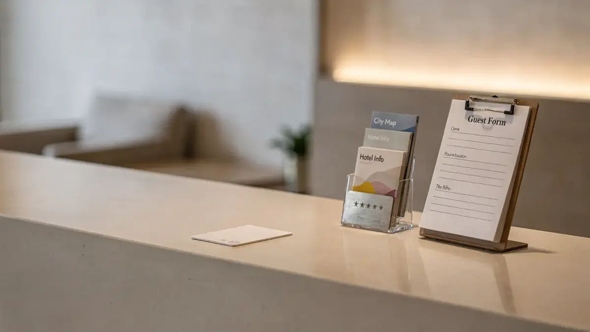 Hotelrezeption mit Sternklassifizierung für den Artikel Wer vergibt Hotelsterne?